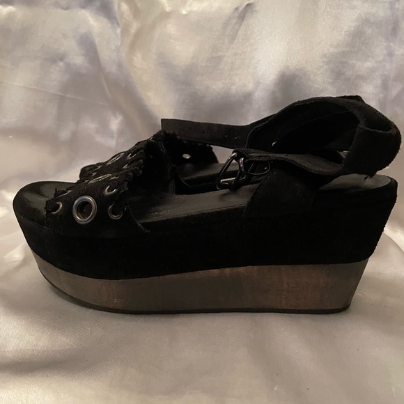 ALL SAINTS Suede Leather Wedge Sandals - Picture 5 of 8